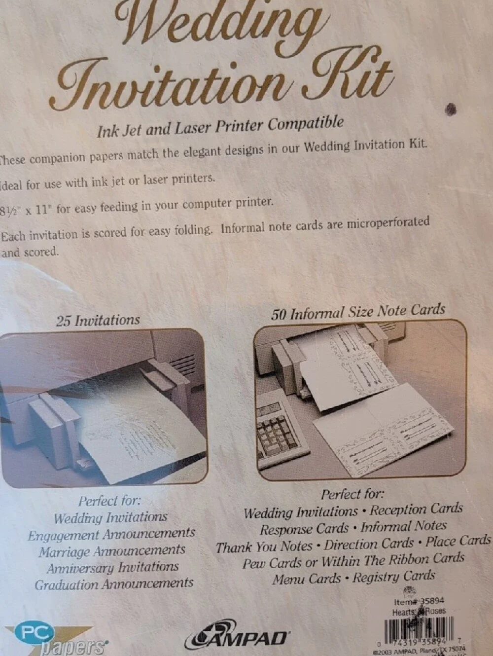 New  50 Informal Size Note Cards with Envelopes - Printer Compatible DIY